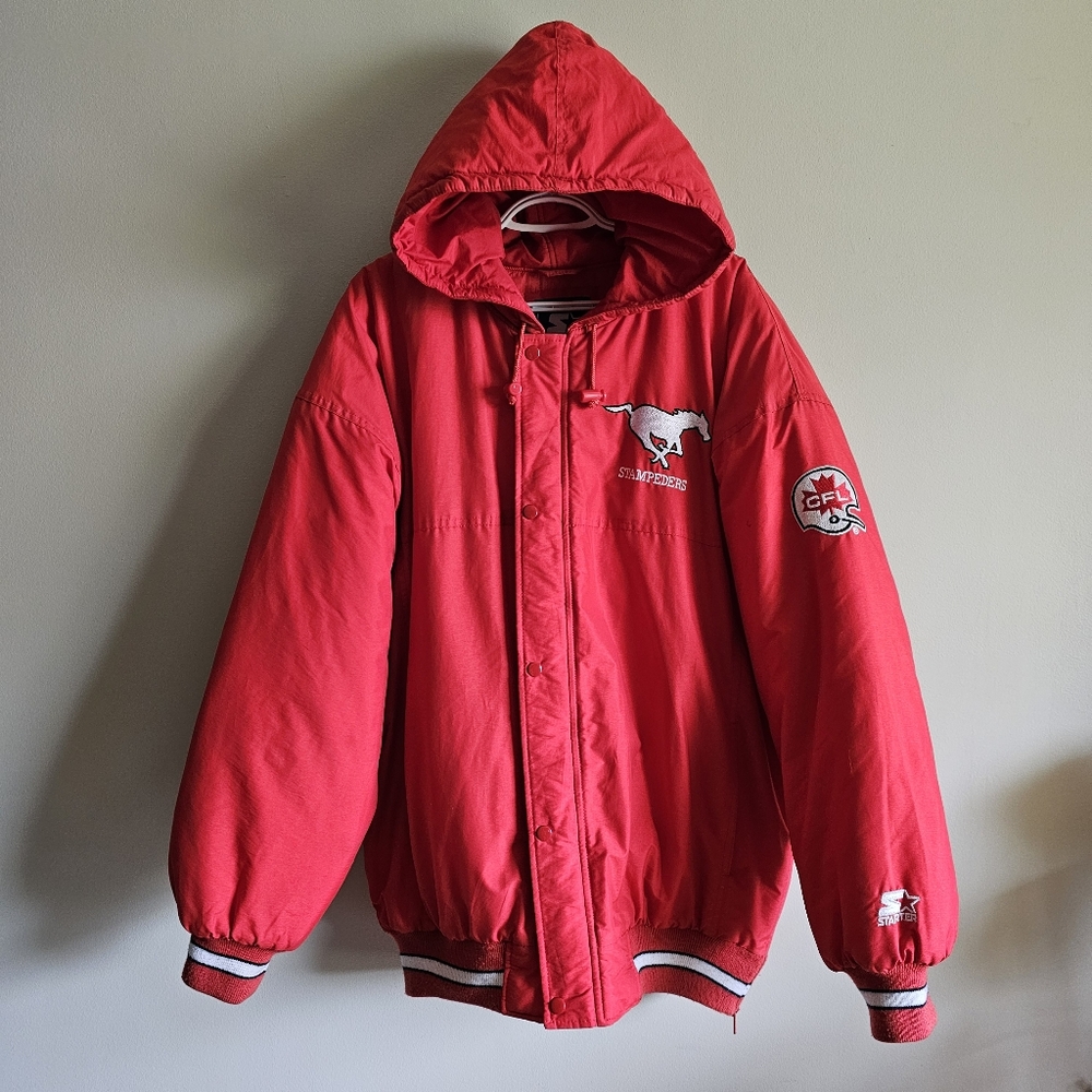 VINTAGE | Calgary Stampeders football Jacket Coat Mens Womens Starter XL CFL Red